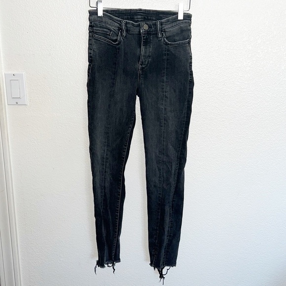 All Saints Grace Women's Washed Black Midrise Raw Hem Skinny Jeans - Picture 1 of 11